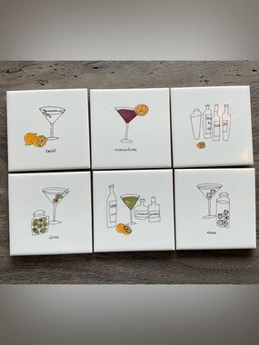 Signature Housewares “Martini” by Ursula Dodge Ceramic Coaster Set